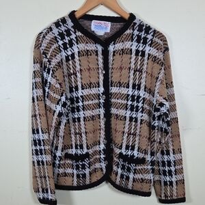 VTG Tally Ho Sz XL Brown Button Cardigan Sweater BOHO Grandmacore